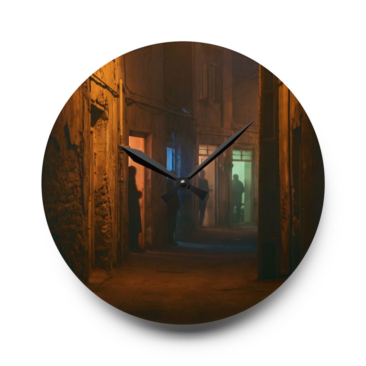 Acrylic Wall Clock - Midnight Glow Silhouette | Echovira...