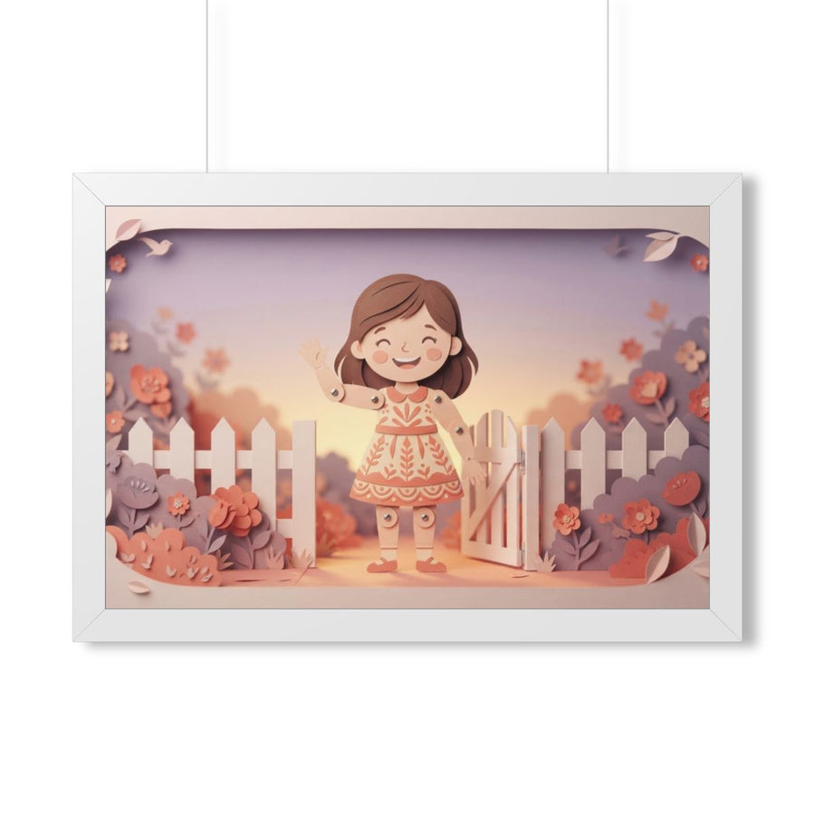 Framed Horizontal Poster, White Frame - Pastel Garden