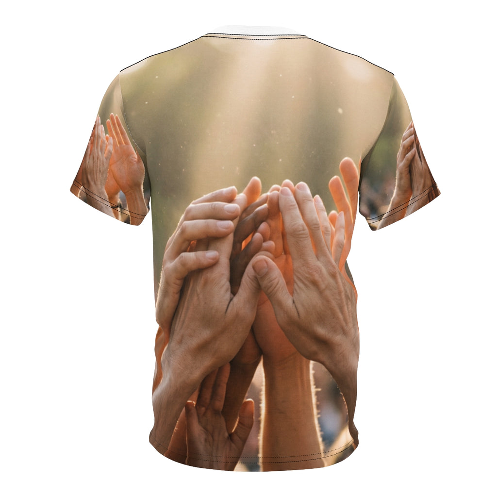 Men's Unisex Cut & Sew Tee - Golden Rays of Unity Wall Art |...