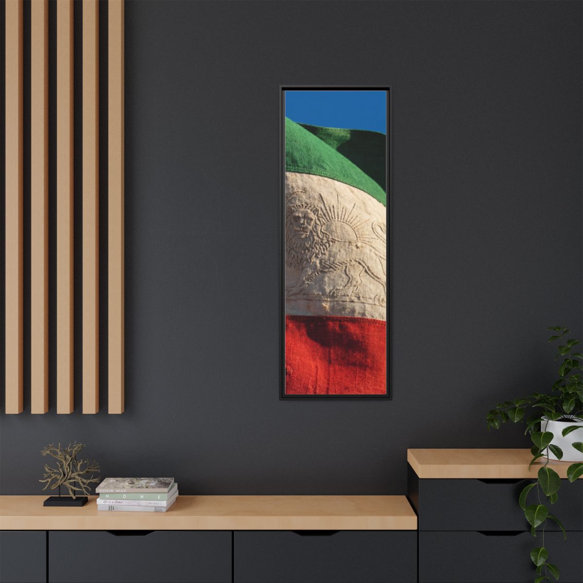 Framed Canvas Art - Distressed Flag — Black / 1.25"