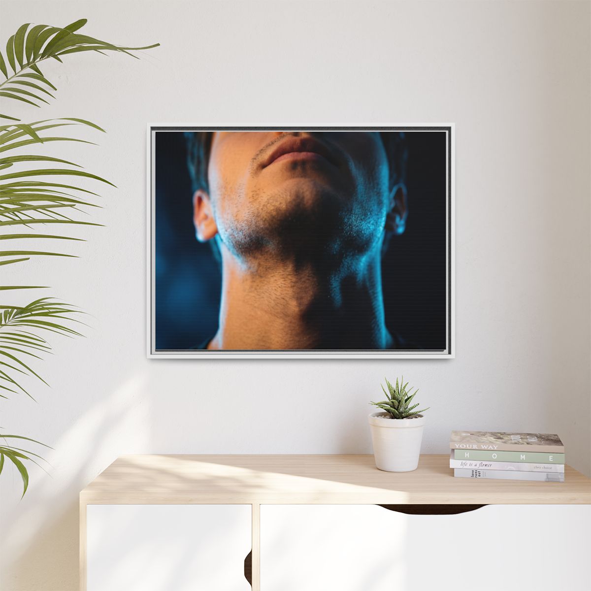 Matte Canvas, Framed - Neon Shadows Cinematic Portrait Art...