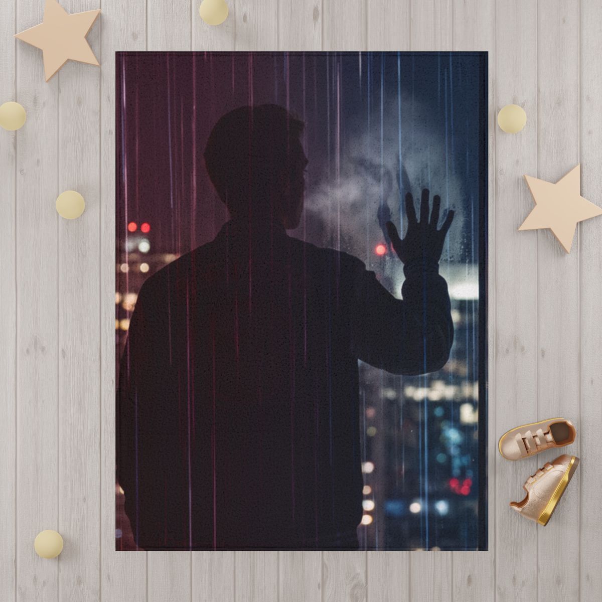 City Rain Window Noir Toddler Blanket