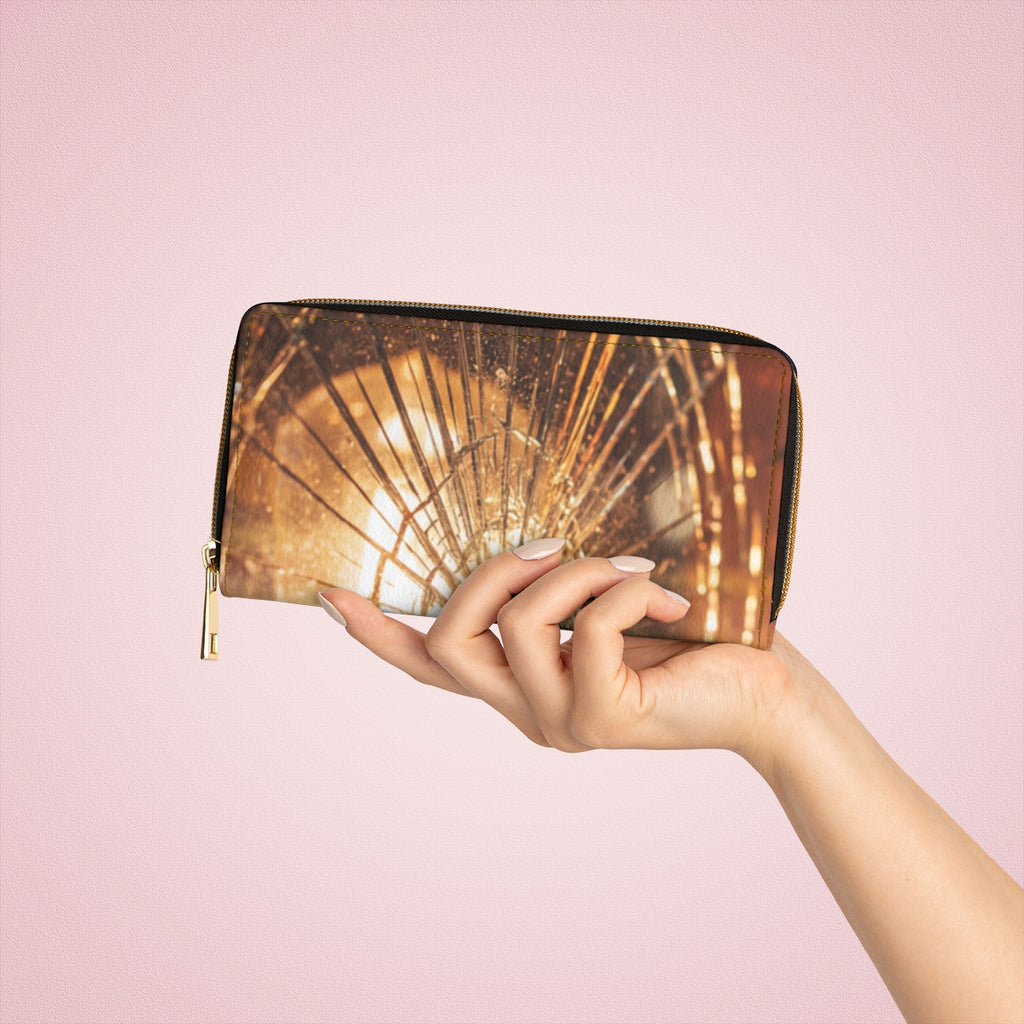 Zipper Wallet - Golden Fracture Shattered Glass Art |...