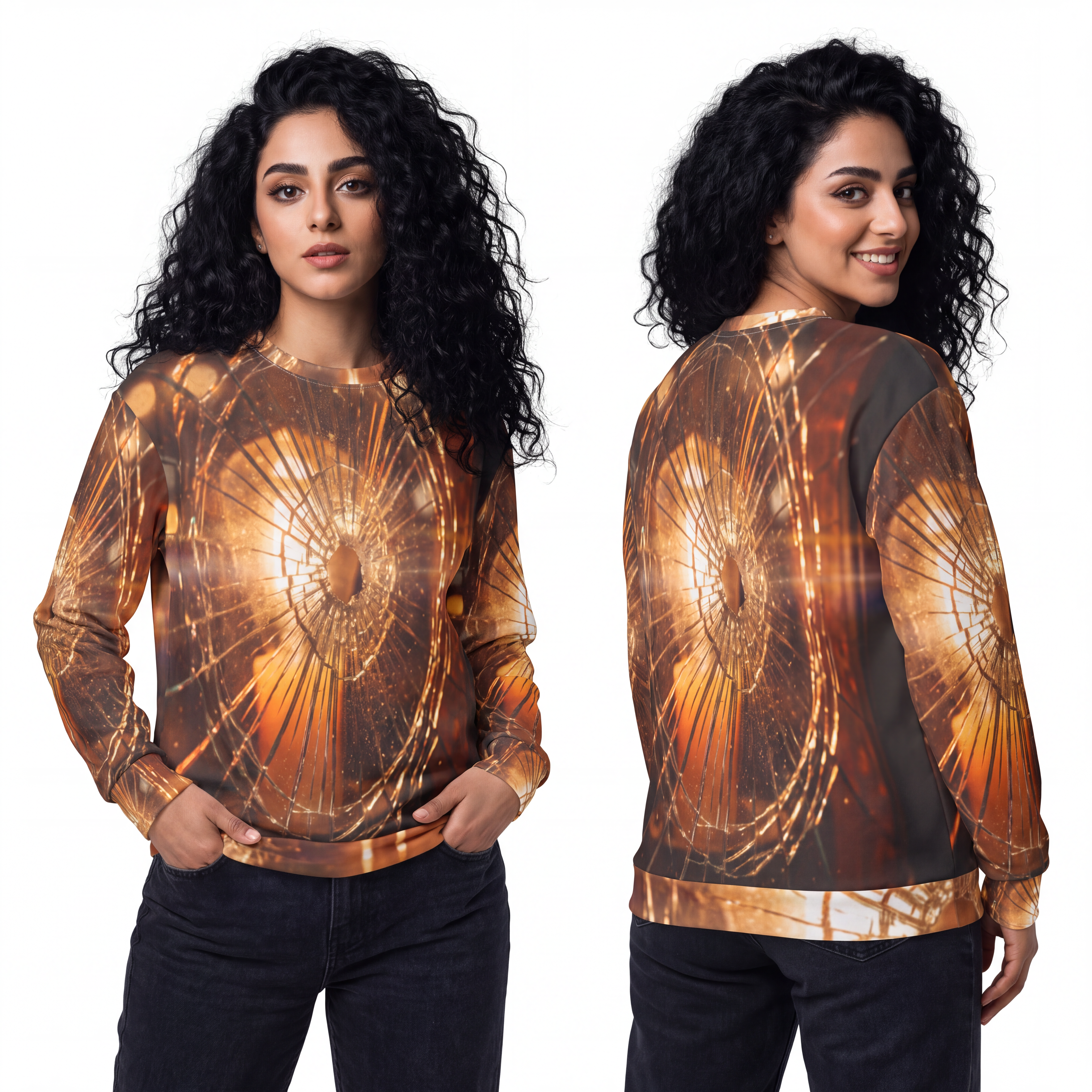 Unisex Sweatshirt - Golden Fracture Wall Art - Moody... |...