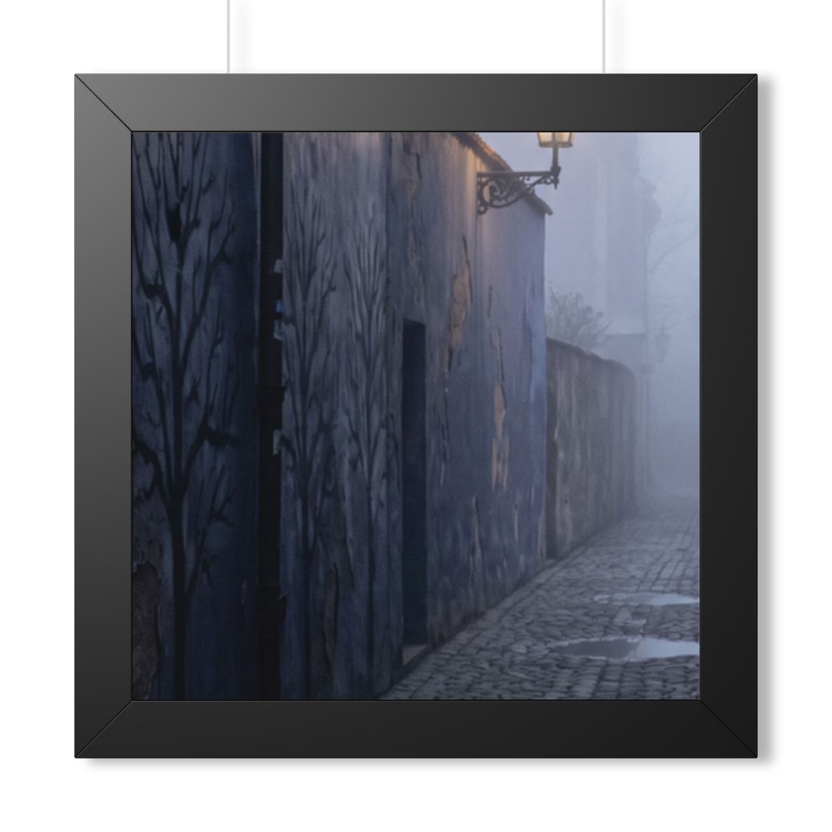 Framed Vertical Poster - Cobblestone in Mist — Black (11×14...