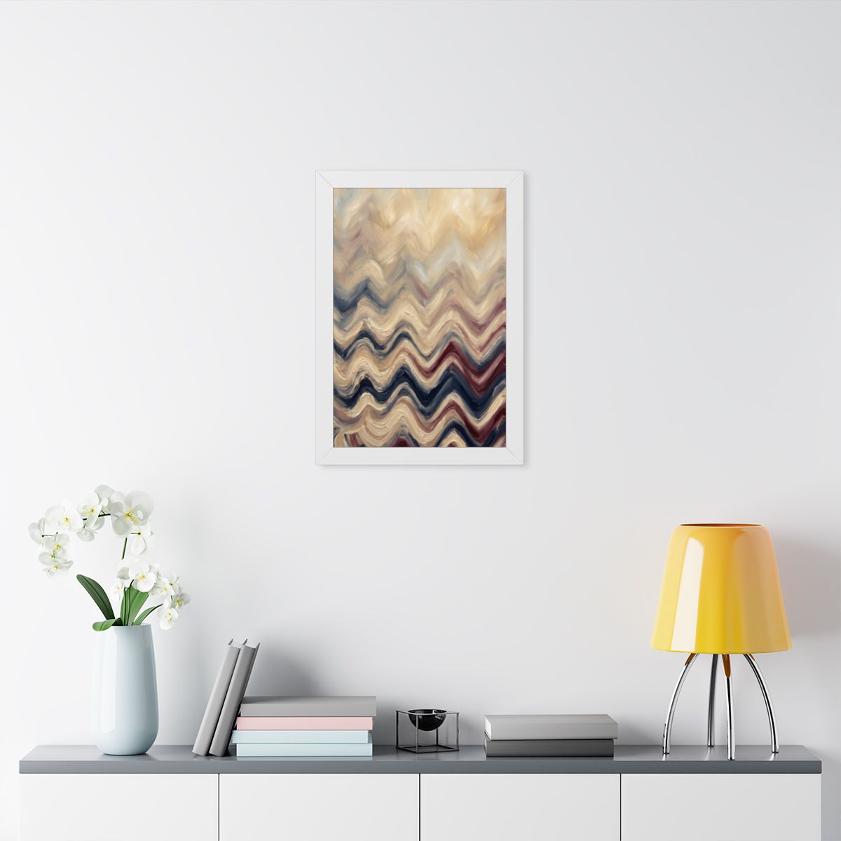 Framed Vertical Poster - Earth Chevron Wave — White (11×14...