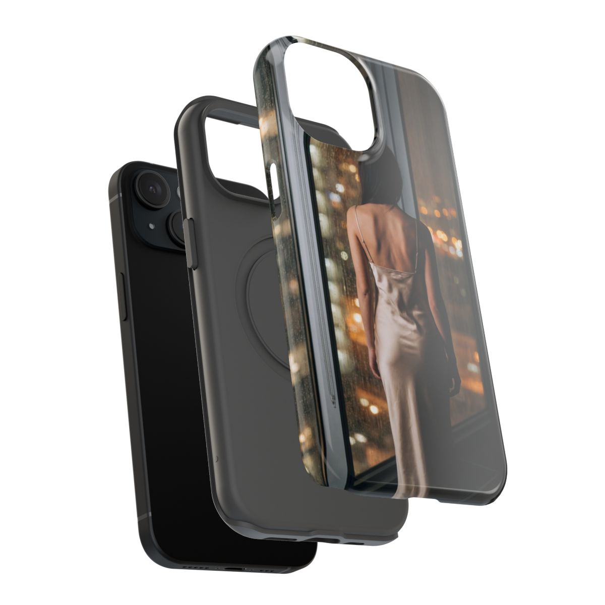 Impact-Resistant Apple iPhone Cases - Rainy City Lights Silk Gown | iPhone 17 Pro Max, 17 Pro, 17 Air & More