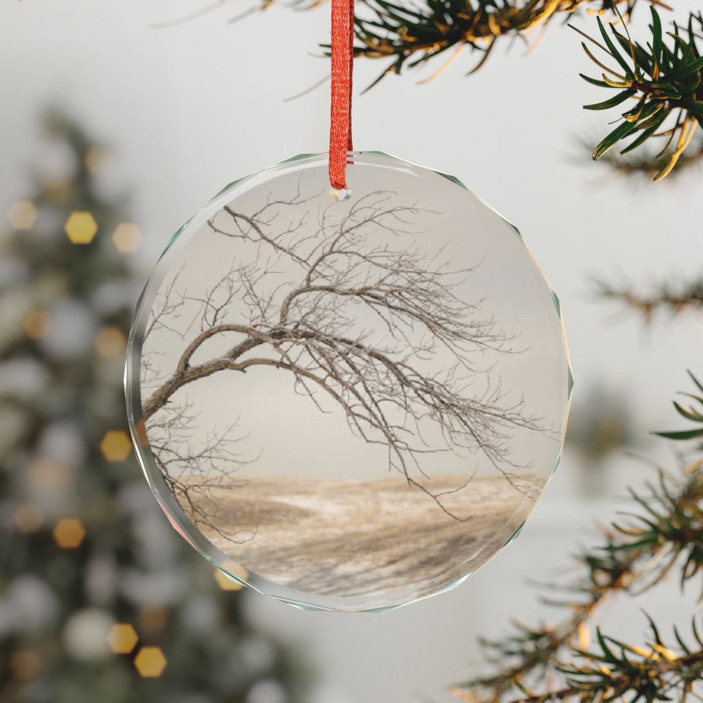 Crystal Glass Ornament - Whispering Branches Winter Field......