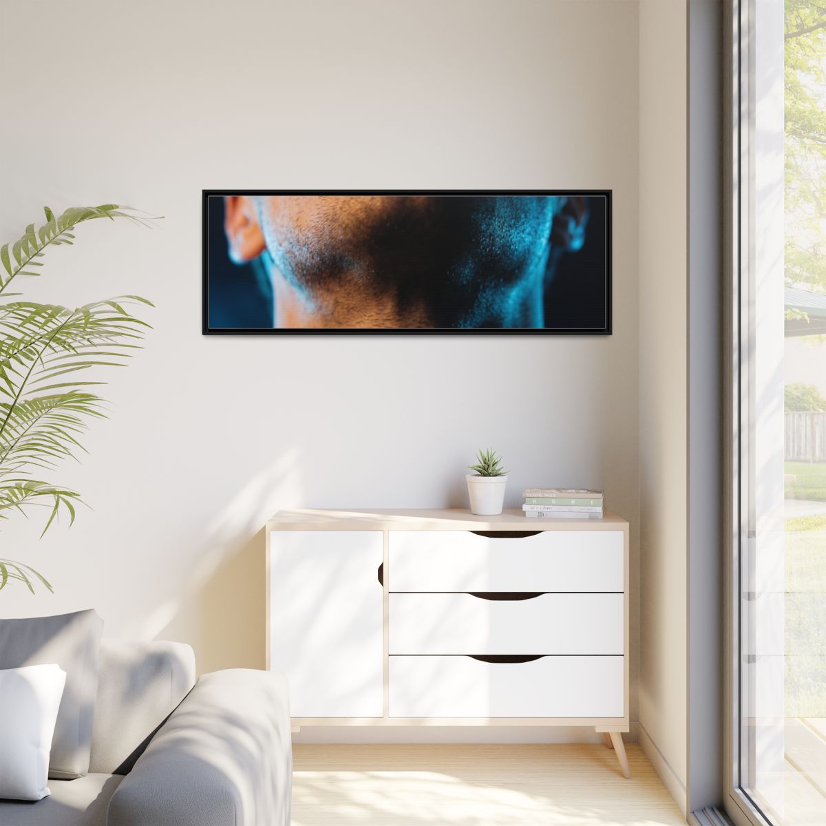 Matte Canvas, Framed - Neon Shadows Cinematic Portrait Art...