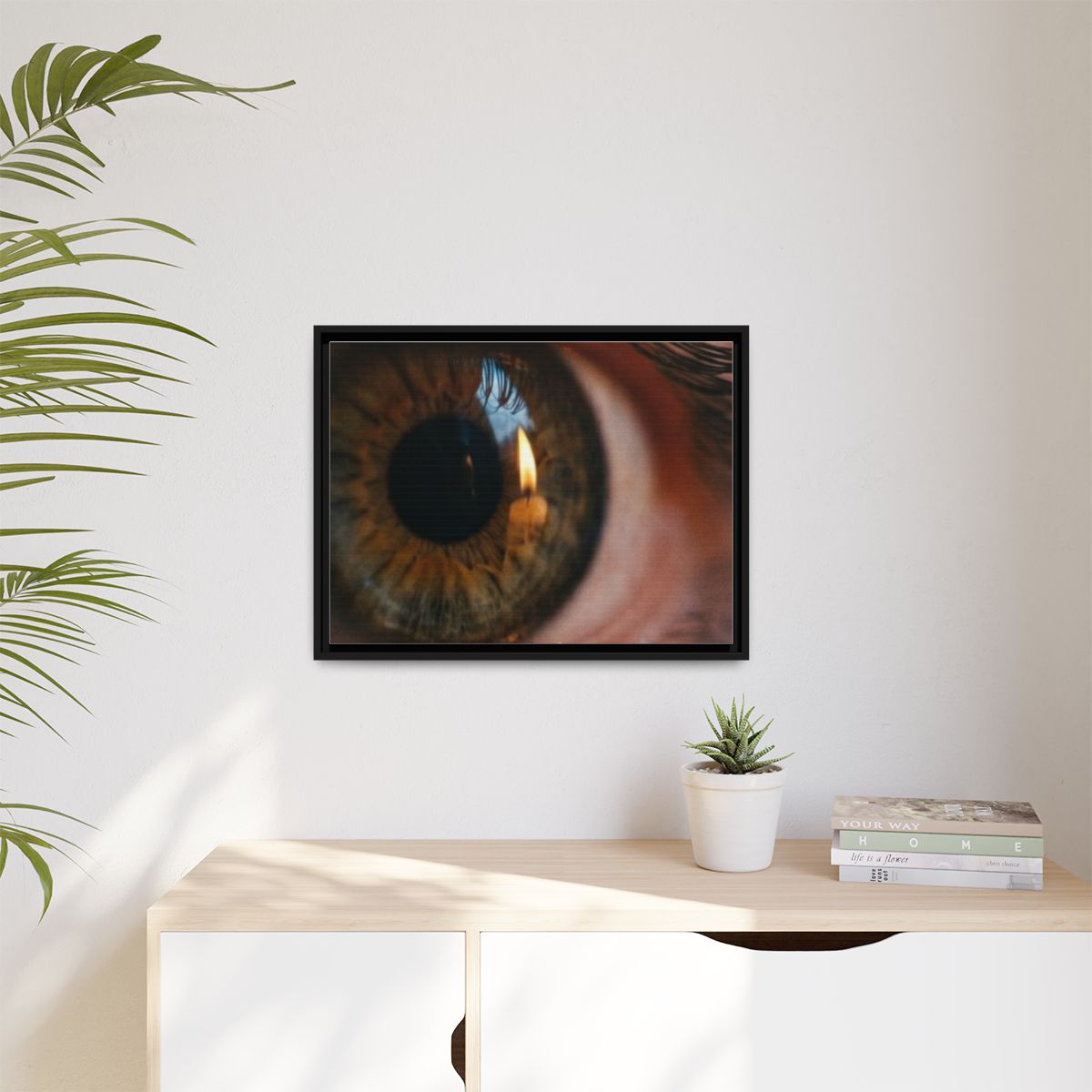 Matte Canvas, Framed - Amber Iris Reflection Fine Art Print...