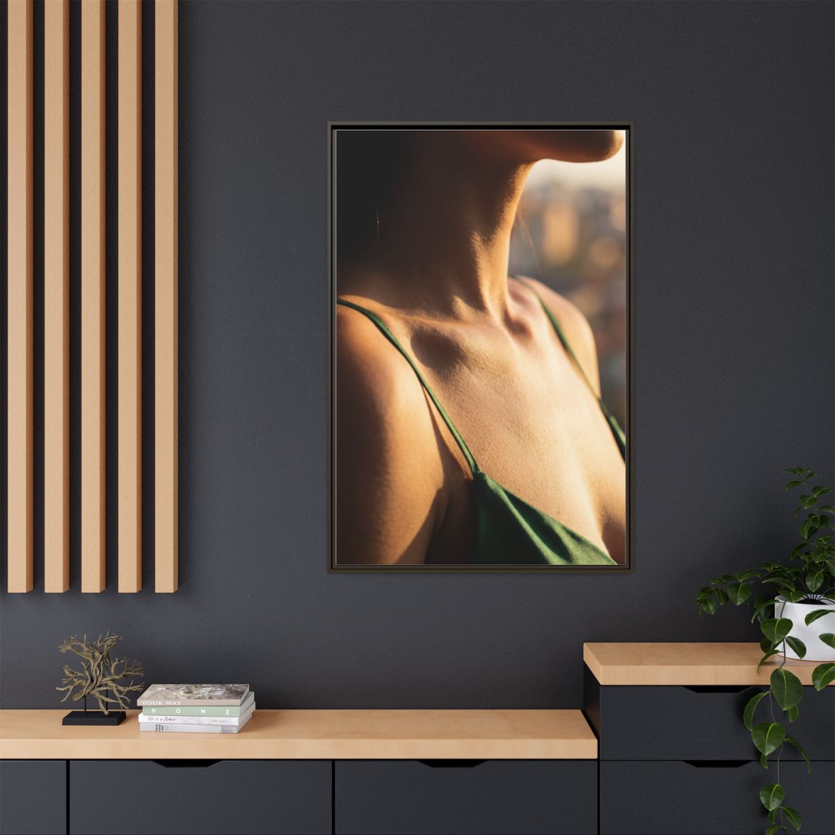 Golden Hour Matte Canvas - Framed Sunset Wall Art — Espresso...
