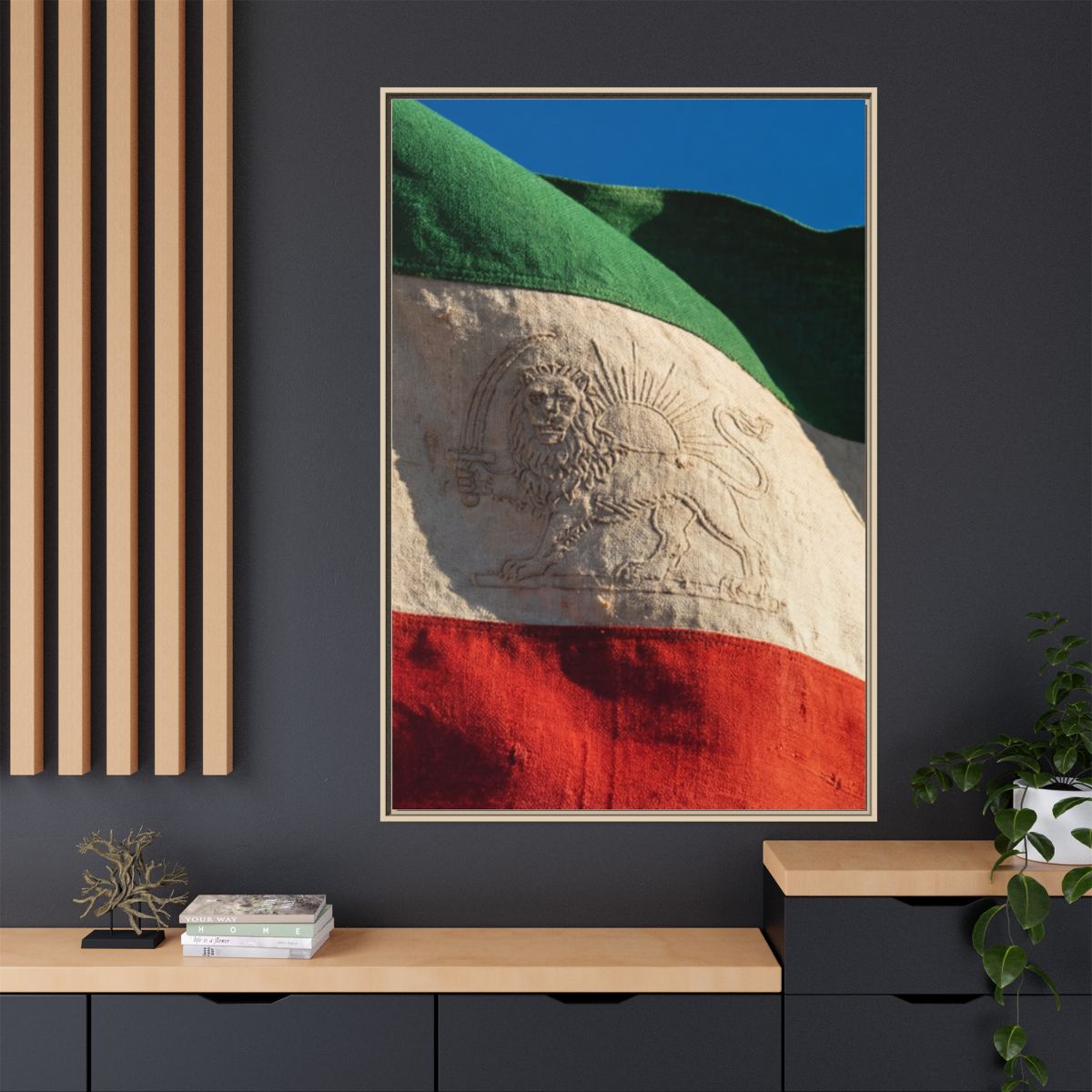 Framed Canvas Art - Distressed Flag — Natural / 1.25"
