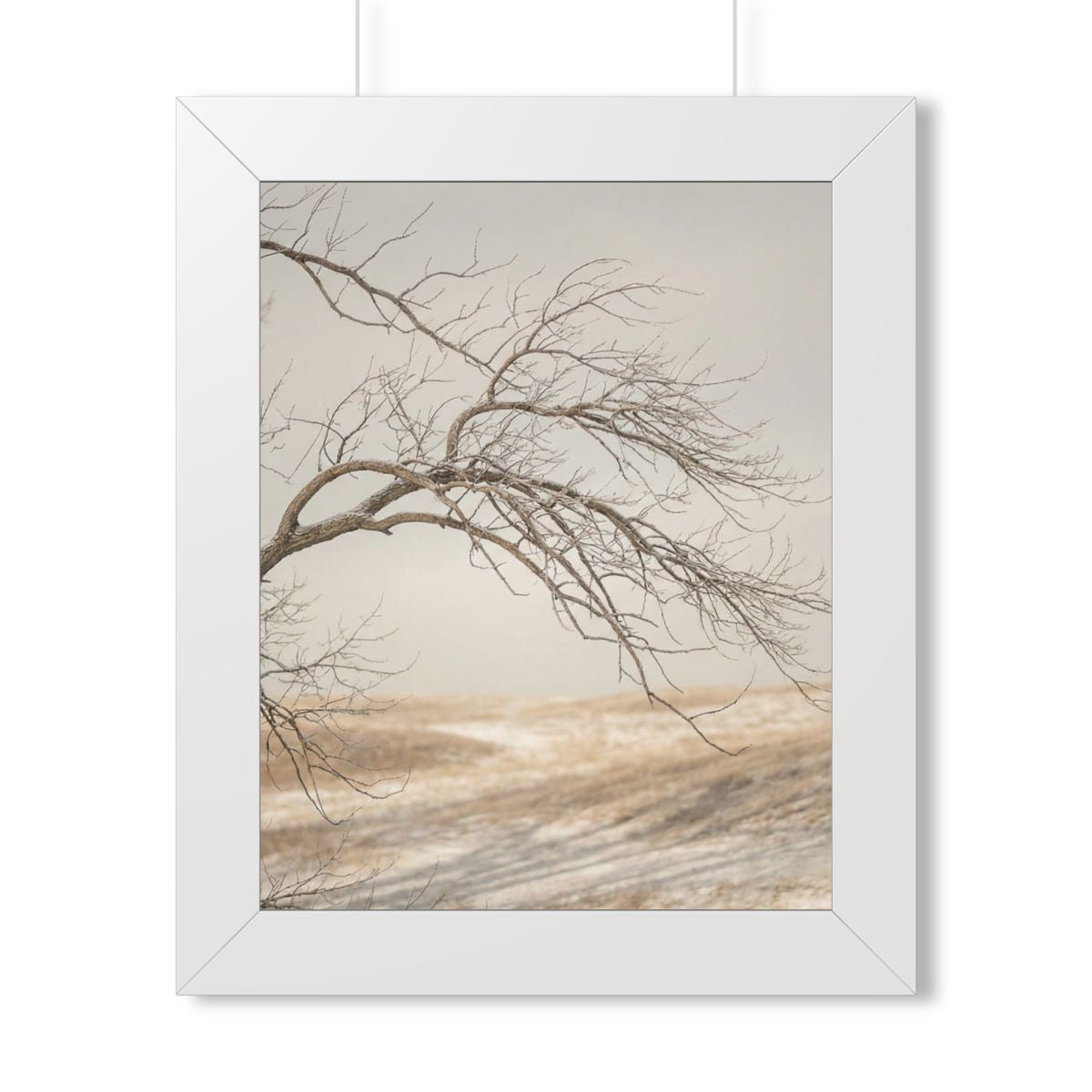Framed Vertical Poster - Winter Branch Solitude Landscape —...