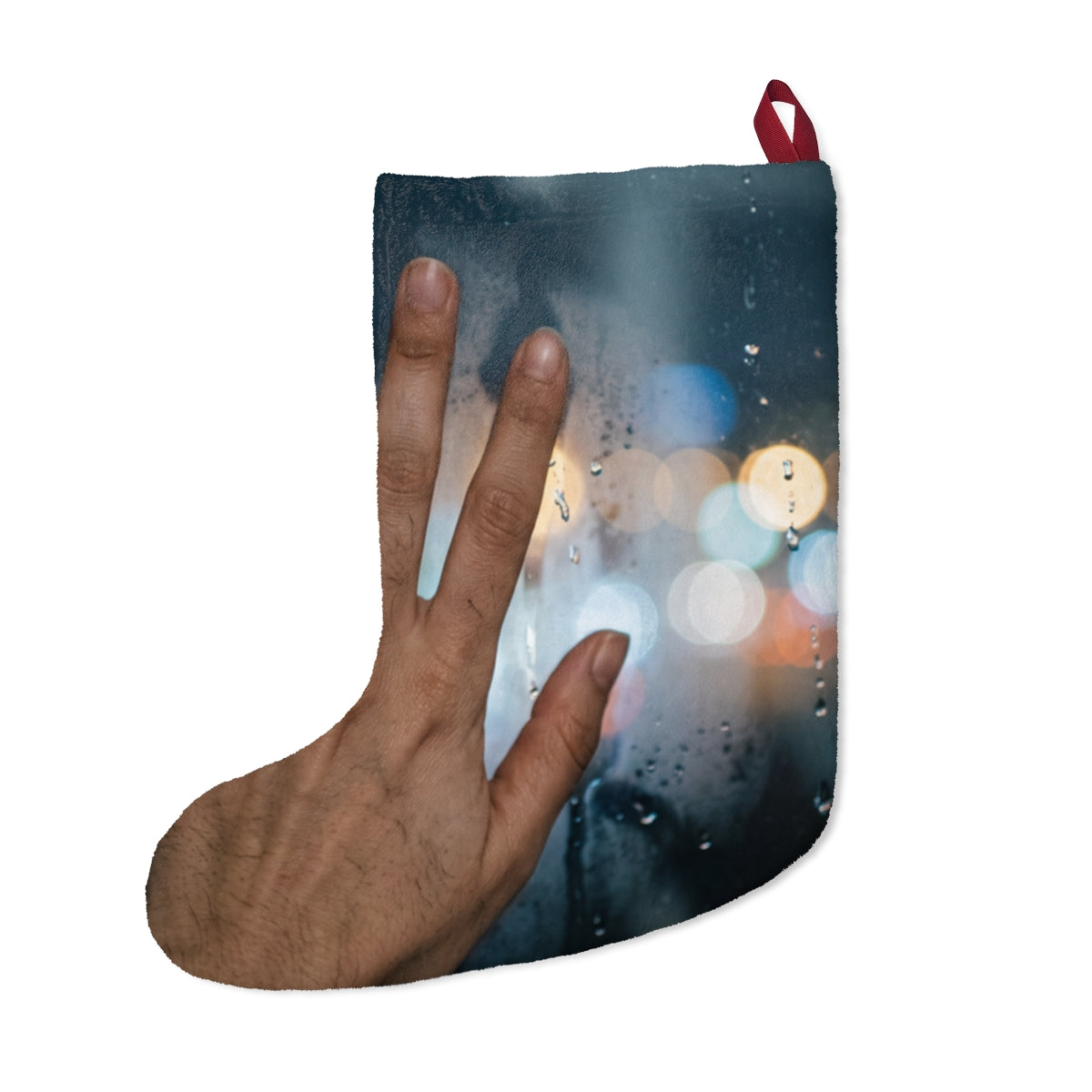 Rainy City Window Art Christmas Stocking