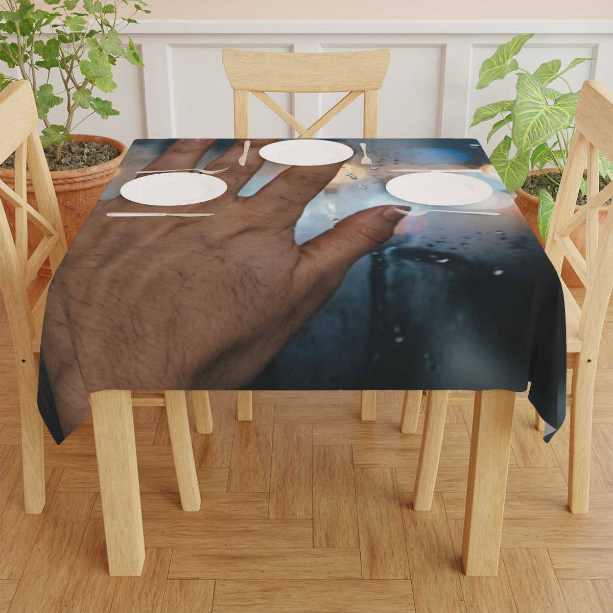 Moody Rainy City Window Tablecloth
