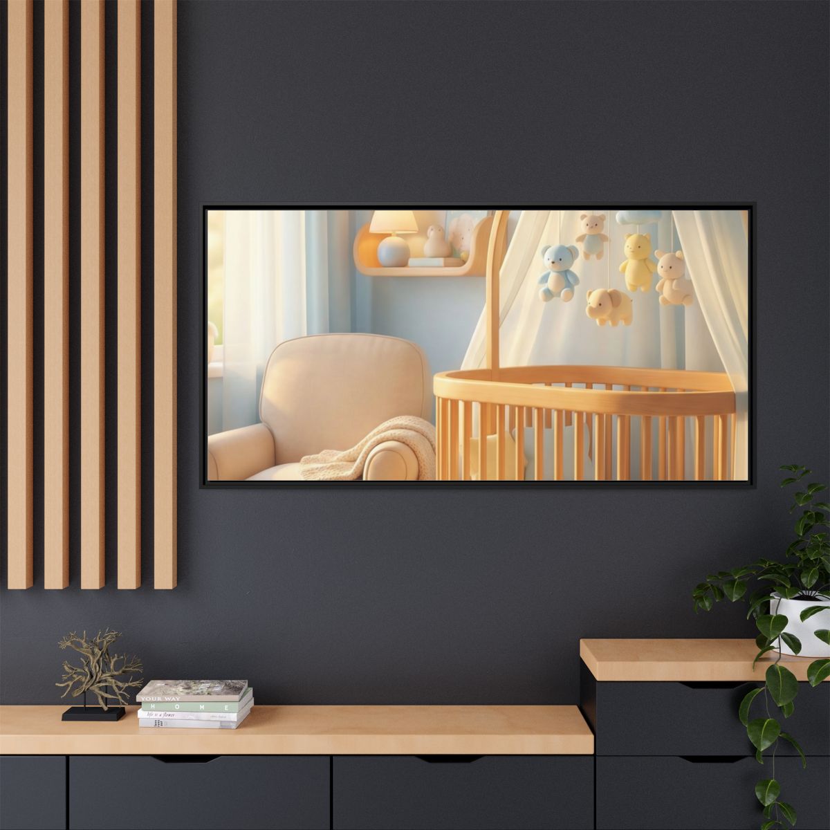 Matte Canvas, Framed - Dreamy Serene Nursery Art — Black /...