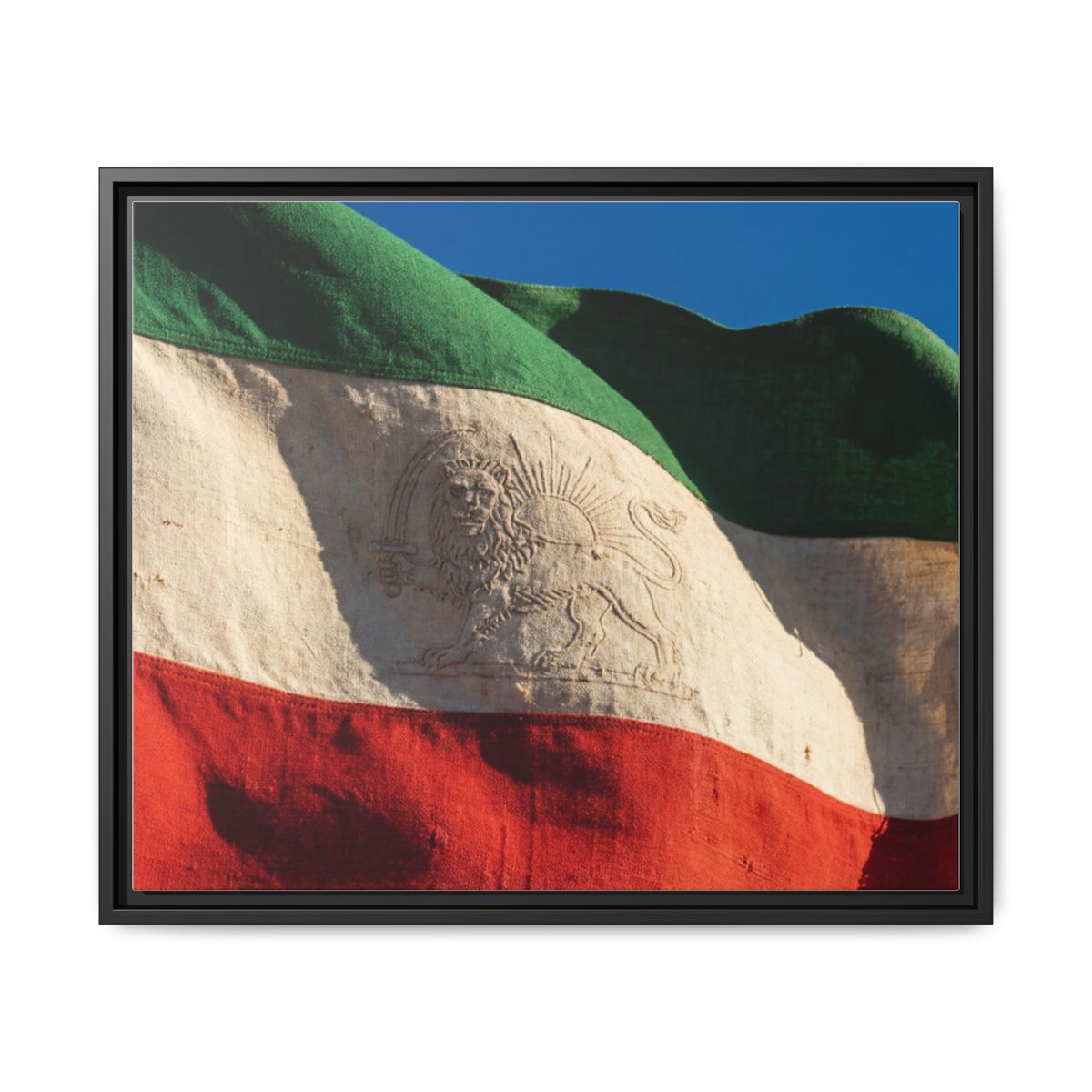 Framed Canvas Art - Distressed Flag — Black / 1.25"