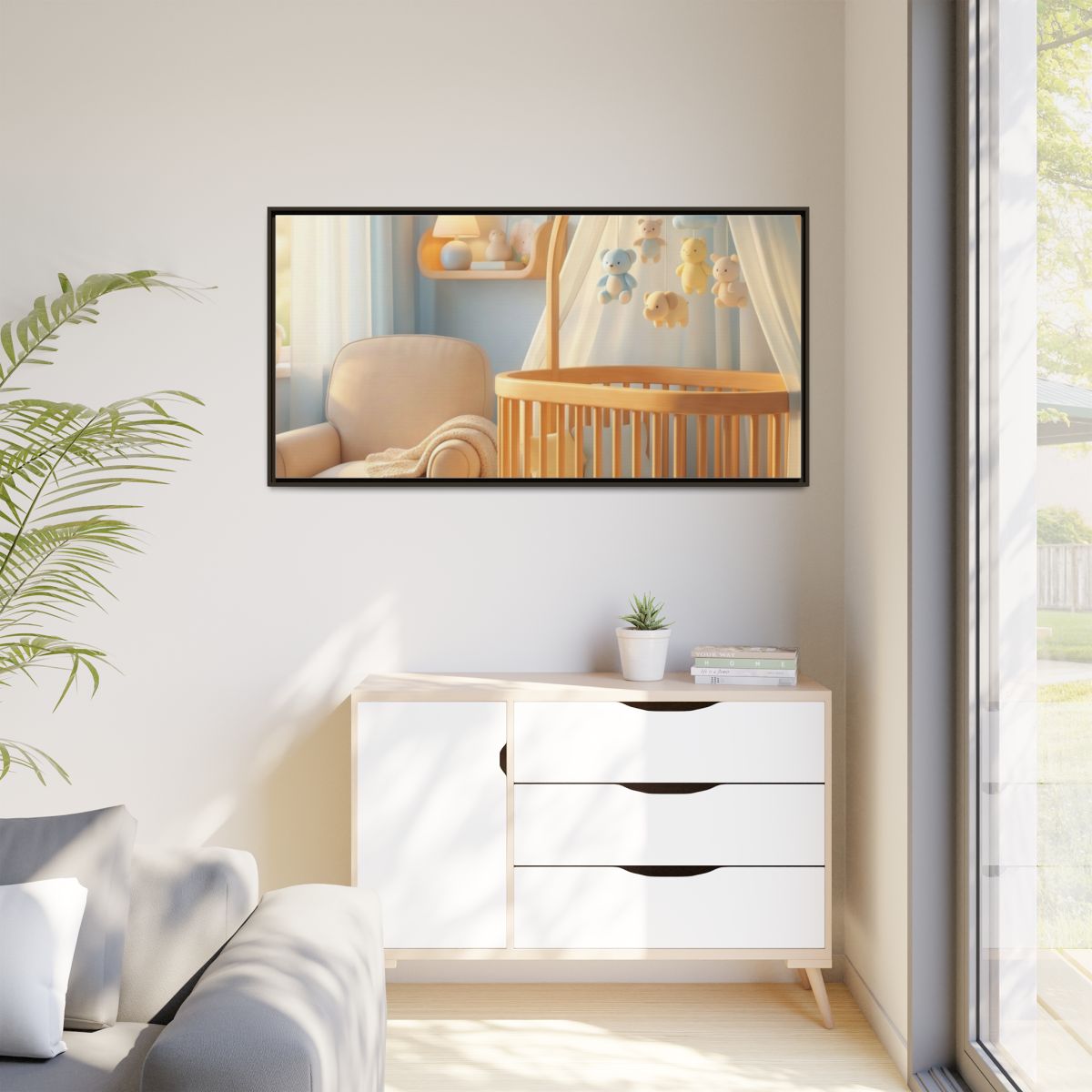 Matte Canvas, Framed - Dreamy Serene Nursery Art — Espresso...