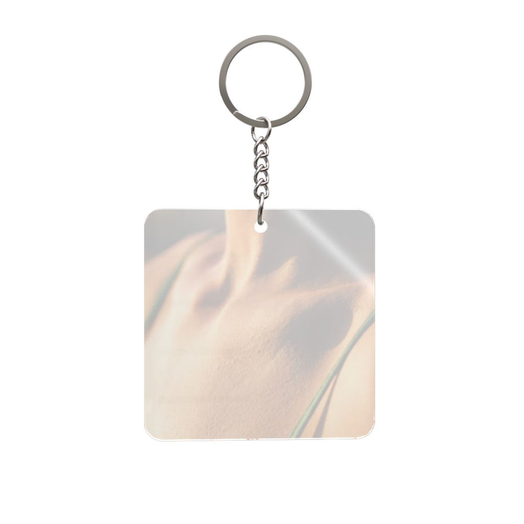 Golden Hour Square Keychain - Sunset Glow Accessory |...