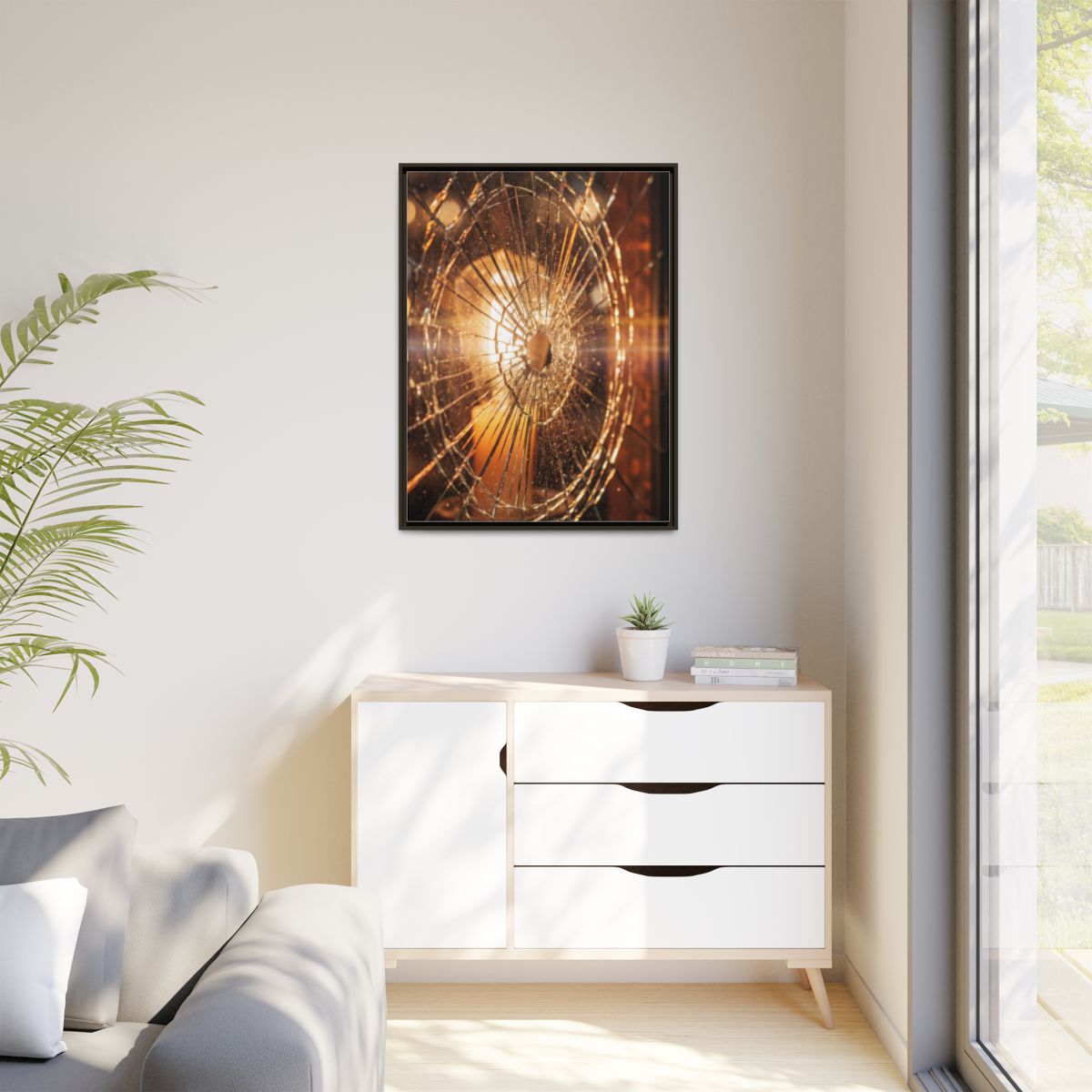 Matte Canvas, Framed - Golden Fractured Art — Espresso /......