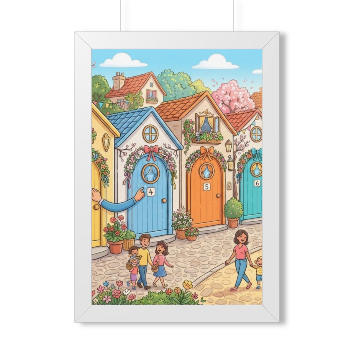 Framed Vertical Poster - Storybook Lane Gateway — White... |...