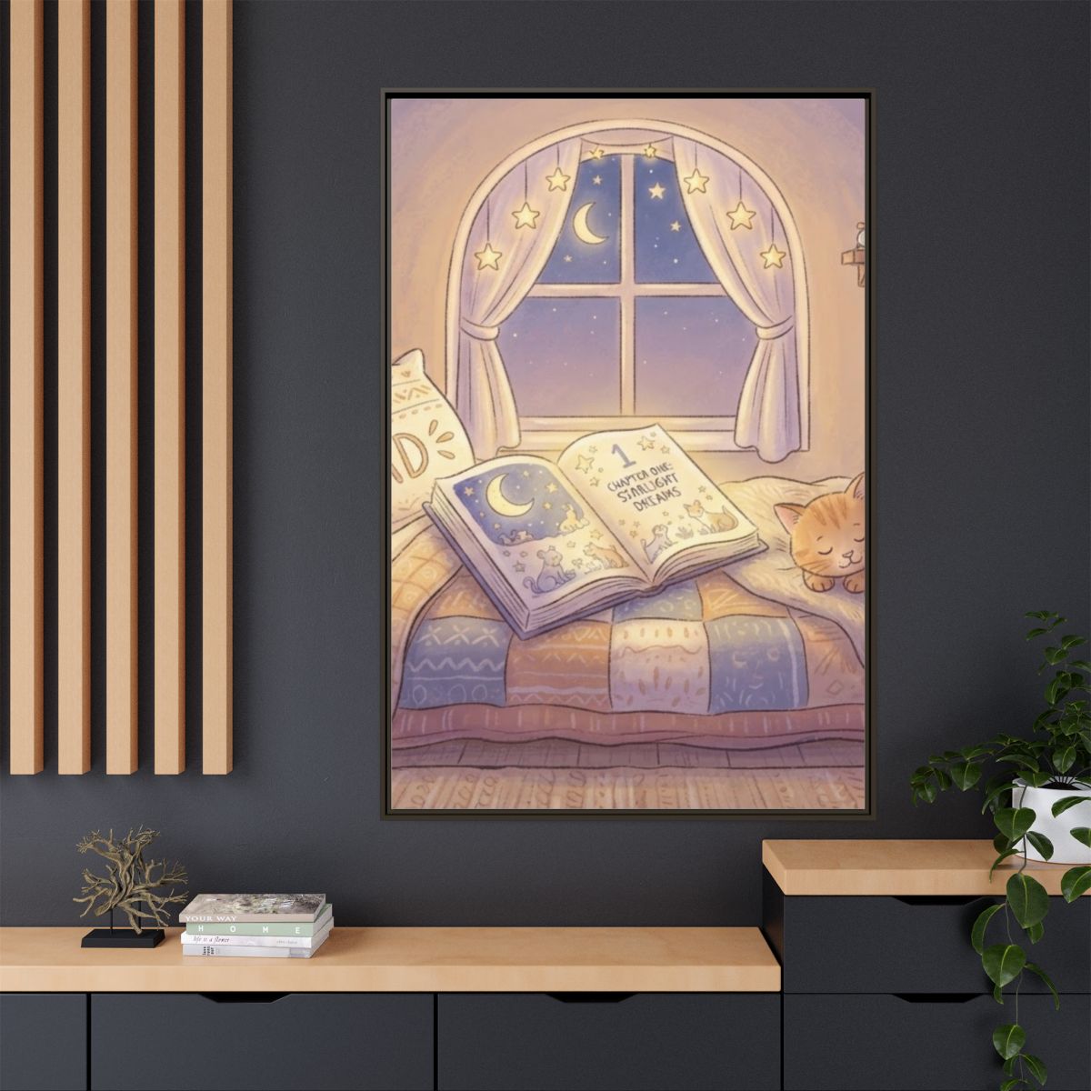 Framed Matte Canvas - Starlight Haven Slumber — Espresso /...
