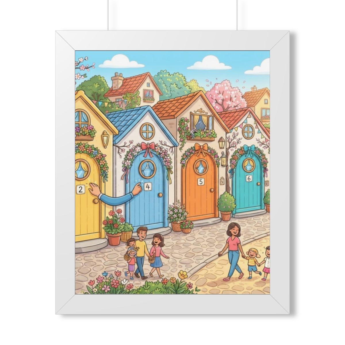 Framed Vertical Poster - Storybook Lane Gateway — White... |...