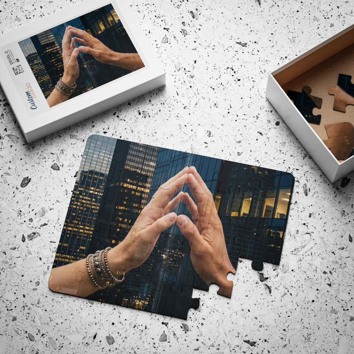 City Skyline Kids' Puzzle with Hands