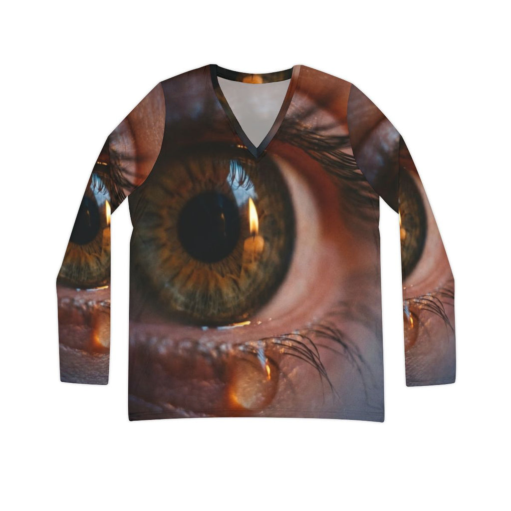 Women's Long Sleeve V-neck Shirt - Amber Iris Reflection......