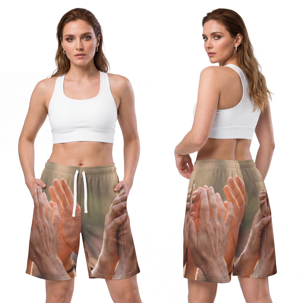 Athletic Long Shorts - Golden Rays of Unity Wall Art |...