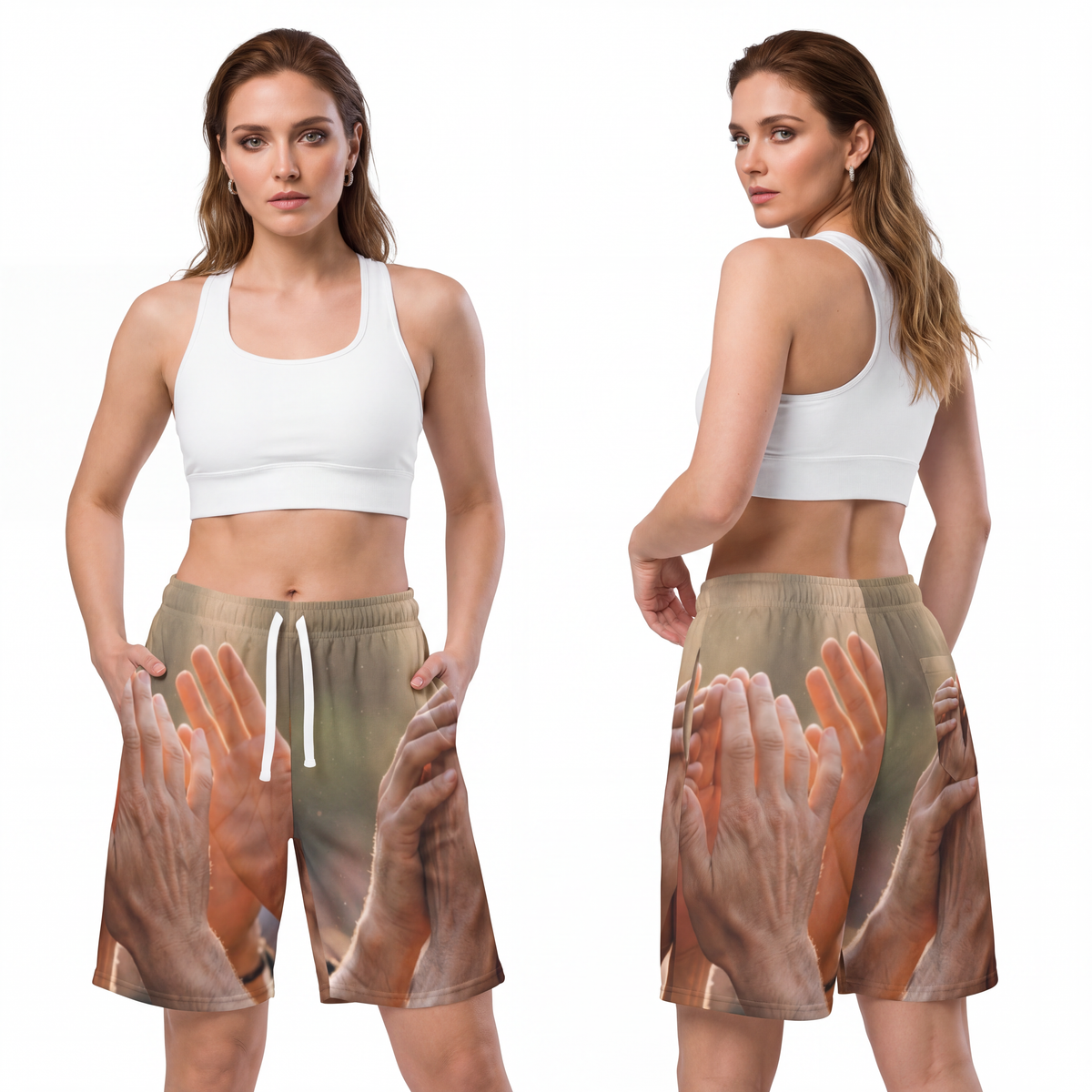Athletic Long Shorts - Golden Rays of Unity Wall Art |...