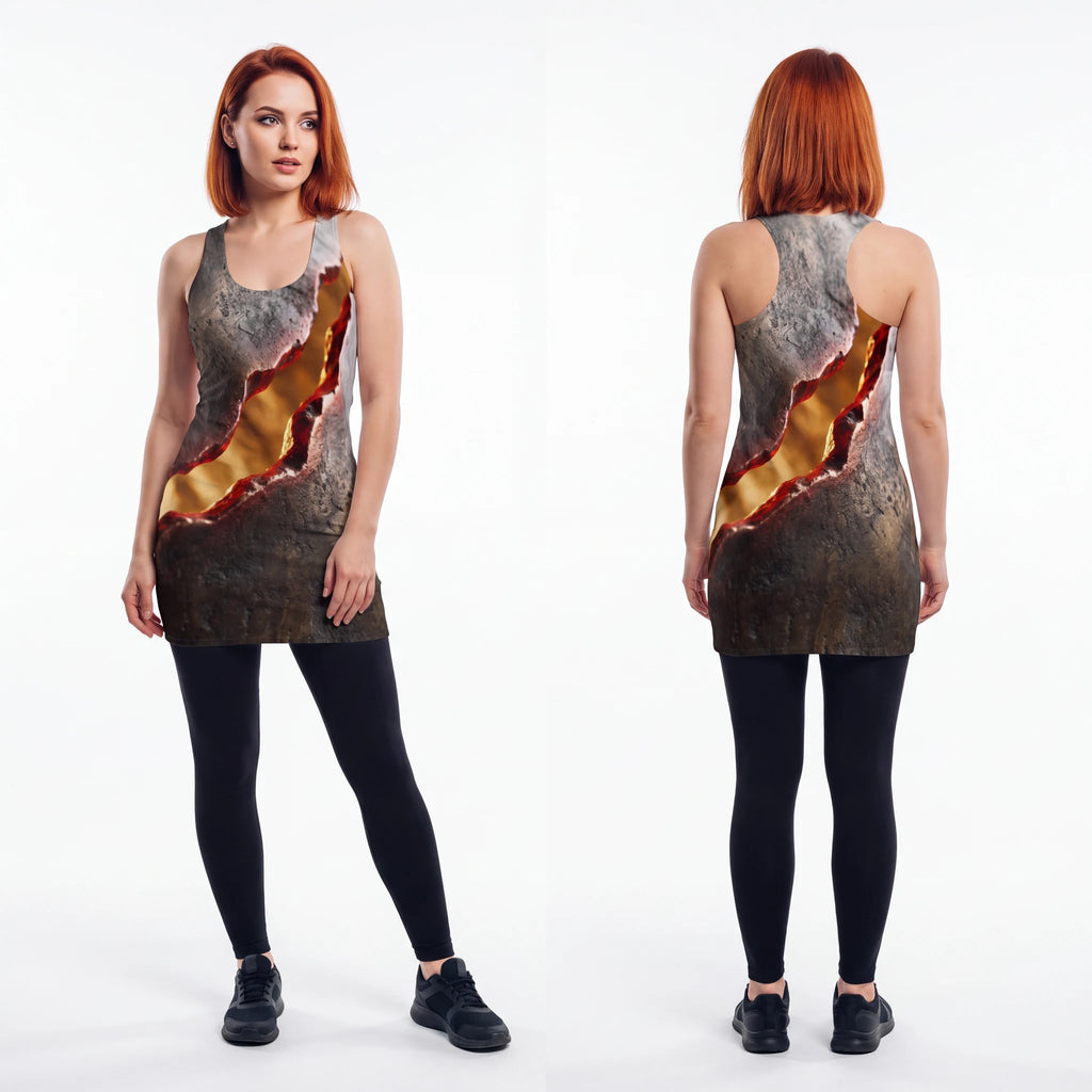 Women's Cut & Sew Racerback Dress - Molten Bronze Fissure |...