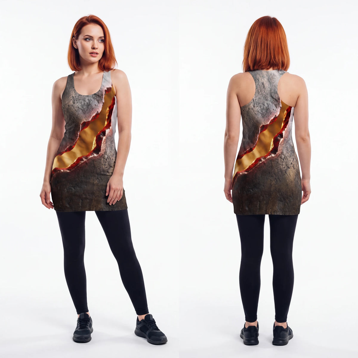 Women's Cut & Sew Racerback Dress - Molten Bronze Fissure |...