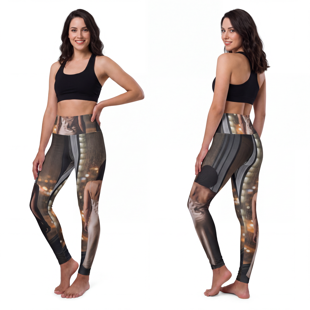 High Waisted Yoga Leggings - Rainscape | Echovira Gallery