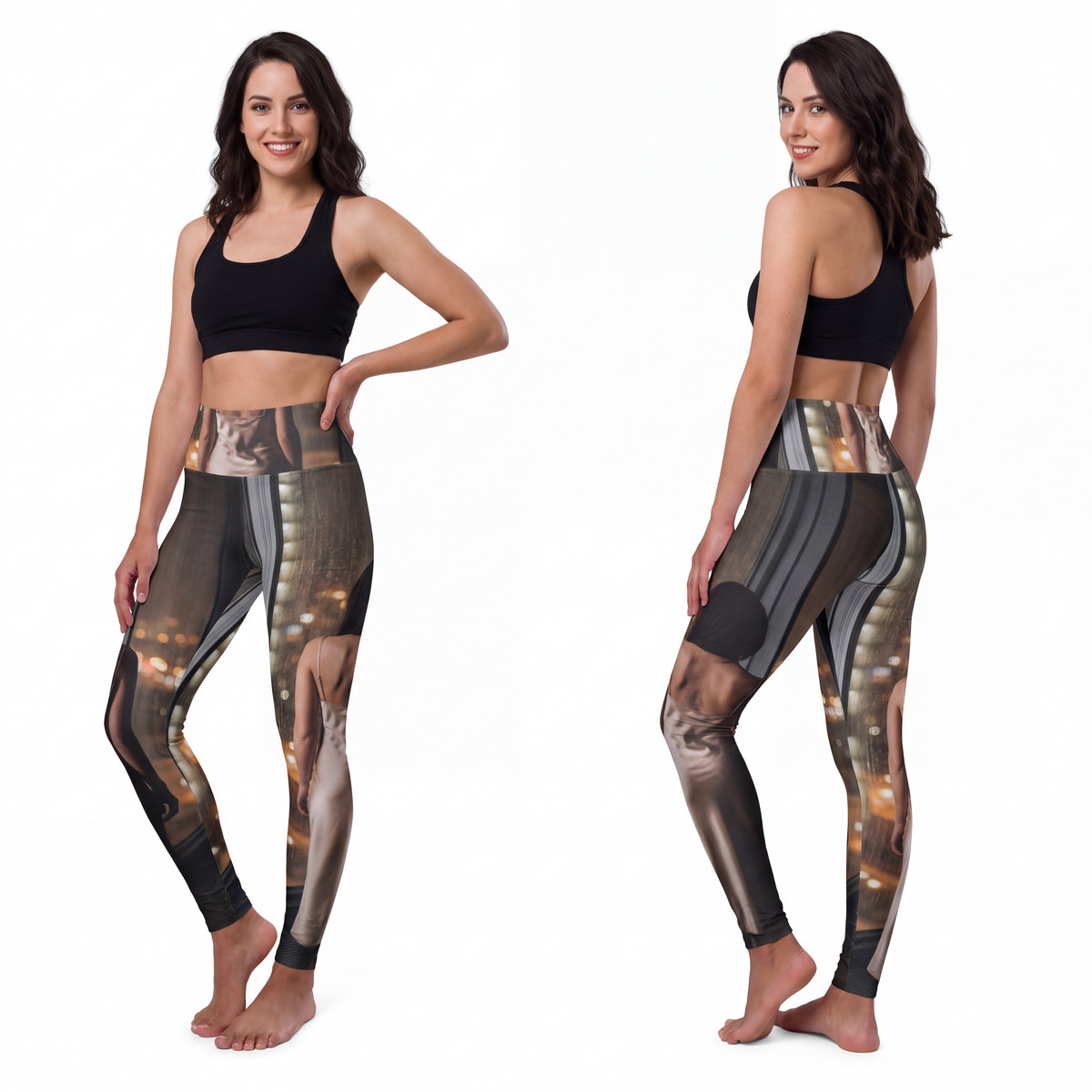 High Waisted Yoga Leggings - Rainscape | Echovira Gallery