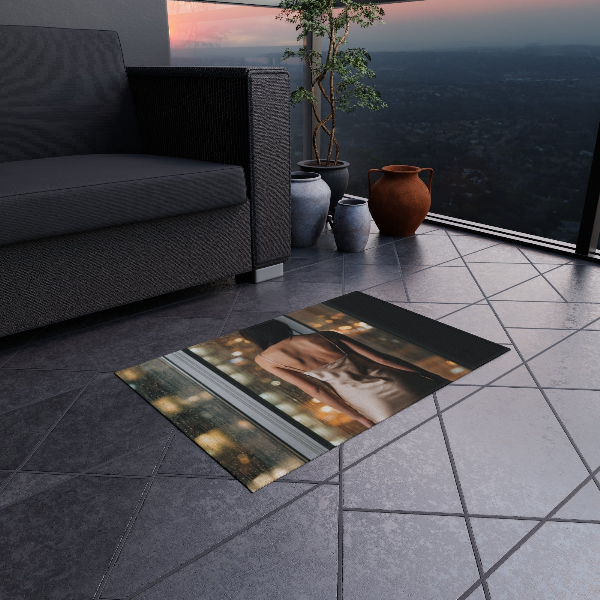 Outdoor Rug - Rainy City Lights Patio