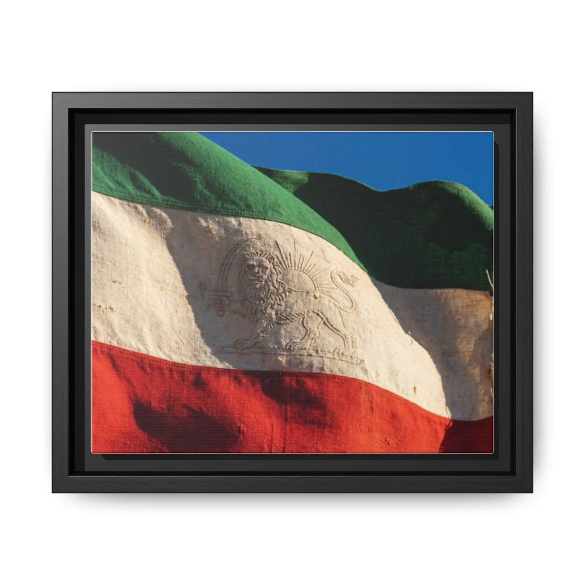 Framed Canvas Art - Distressed Flag — Black / 1.25"