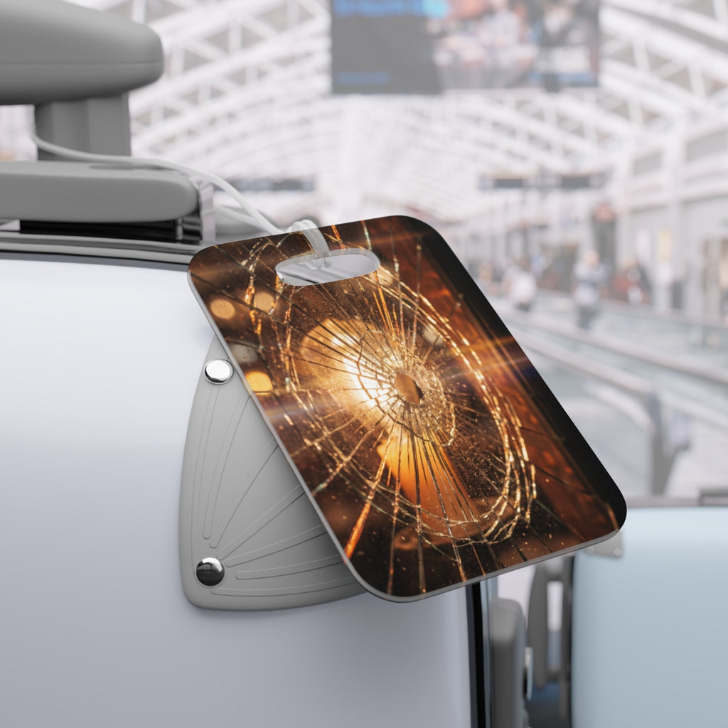 Luggage Tags - Golden Fracture Shattered Glass Art |...