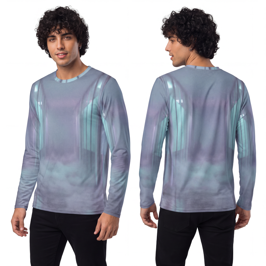 Men's Long Sleeve Shirt - Liminal Corridor Fog Art Print |...