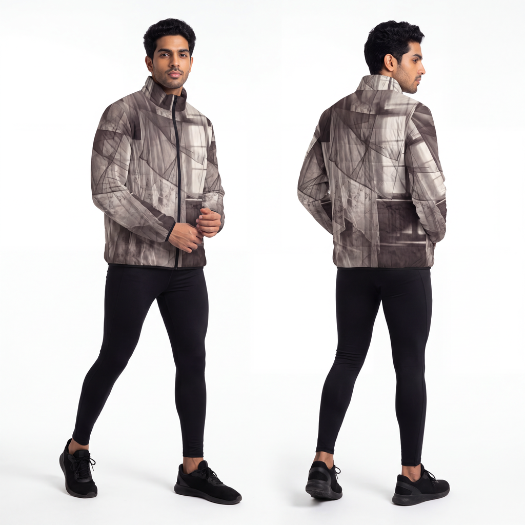 Men's Puffer Jacket - Spectral Veils | Echovira Gallery