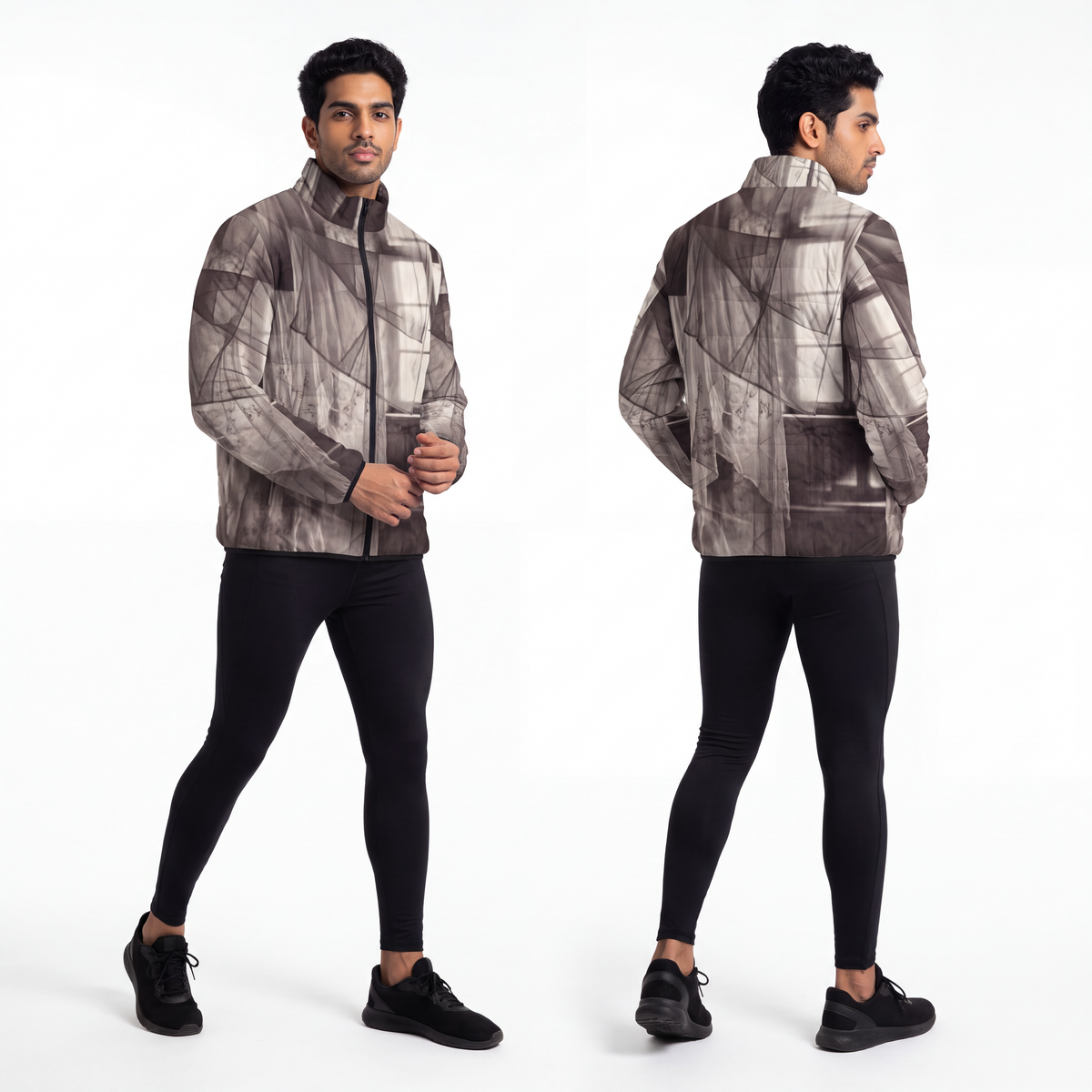 Men's Puffer Jacket - Spectral Veils | Echovira Gallery