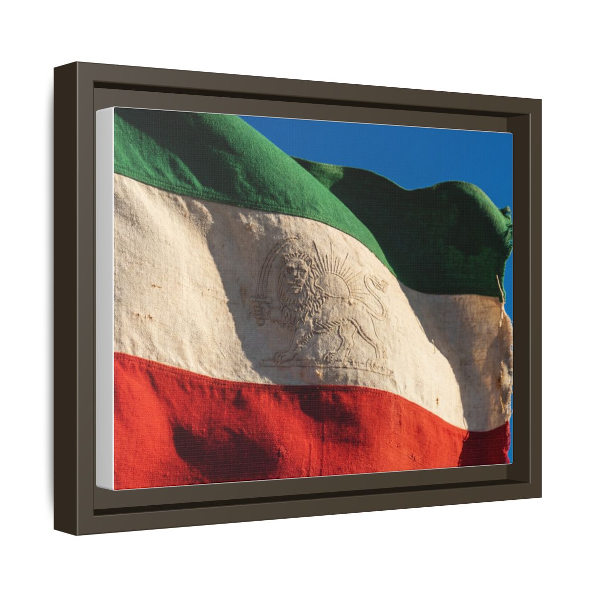 Gerahmte Leinwandkunst – Distressed Flag – Espresso / 3,18 cm
