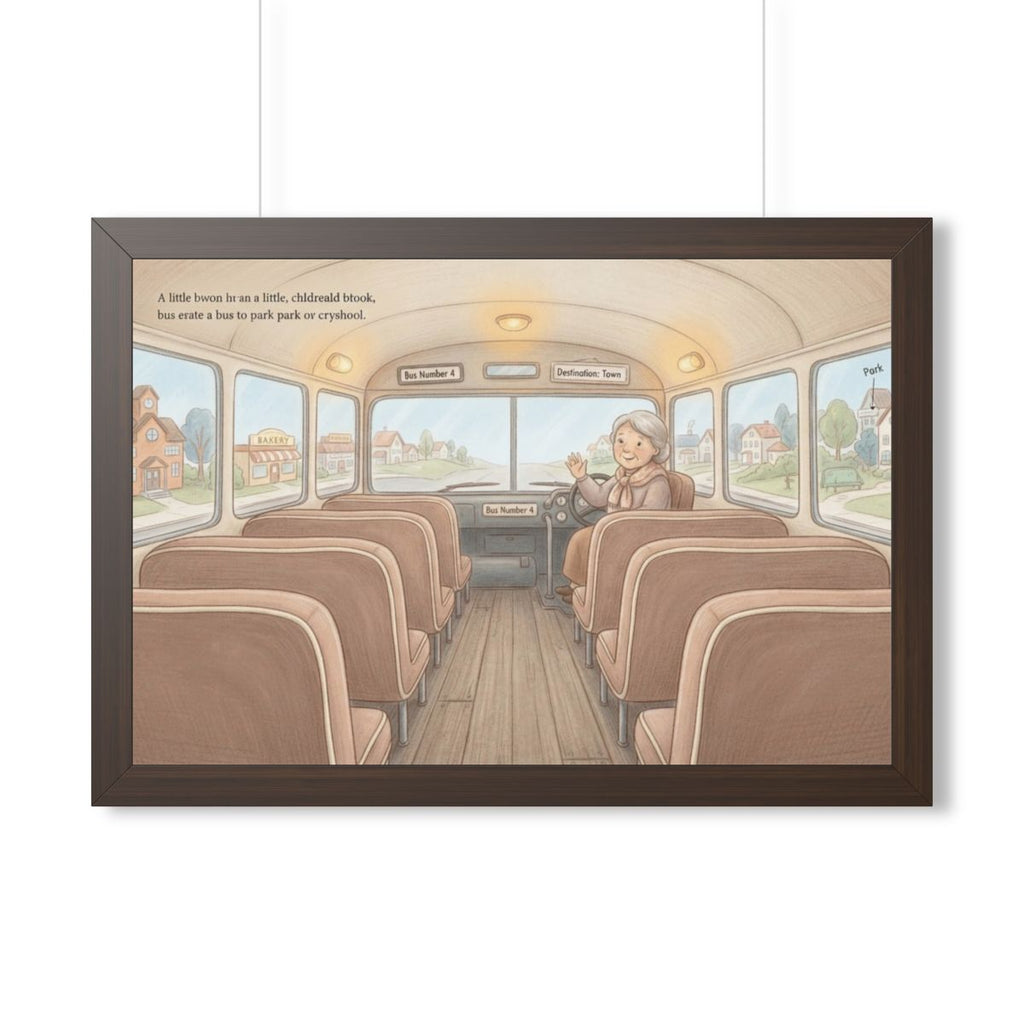 Framed Horizontal Poster - Storybook Bus Ride Whimsical Wall...
