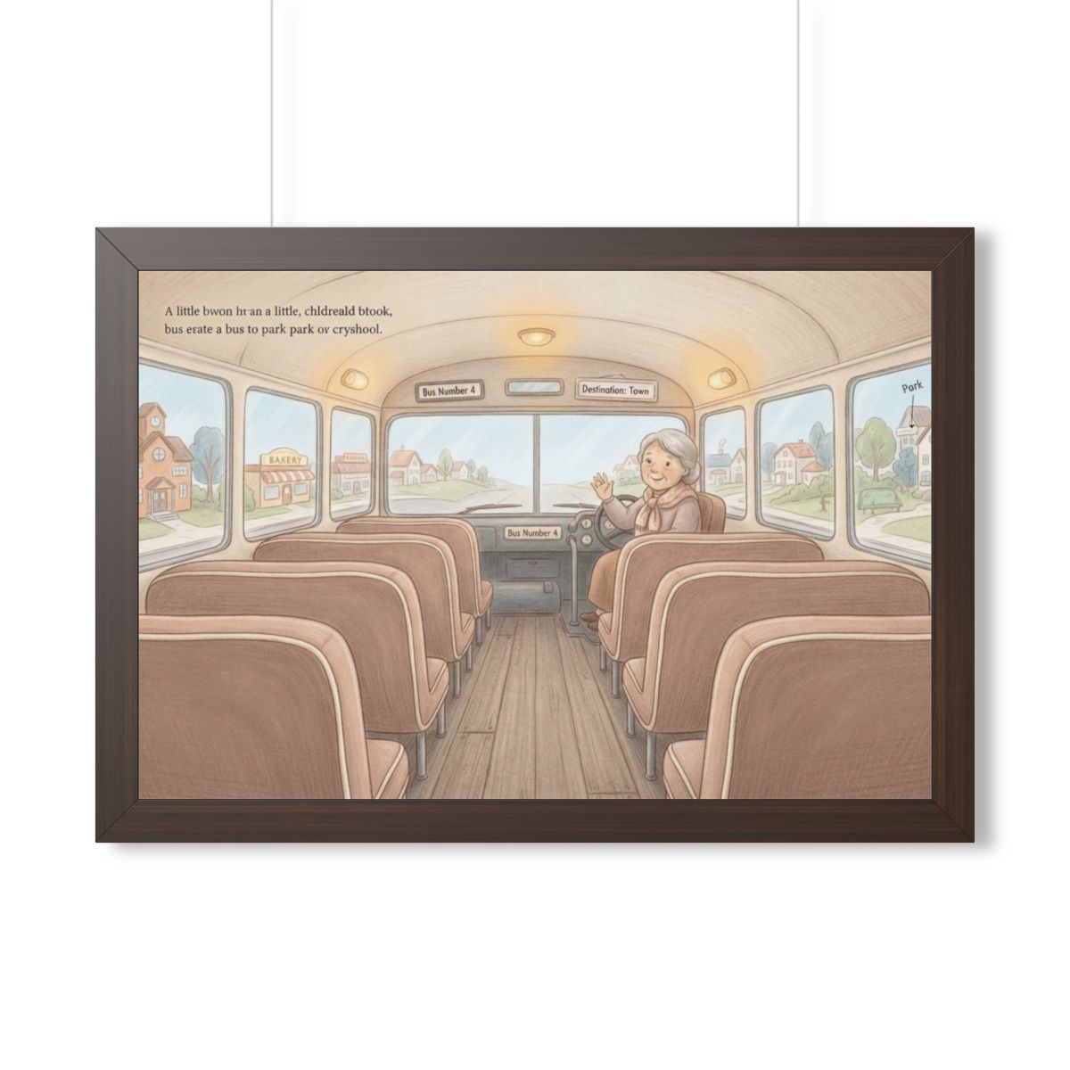 Framed Horizontal Poster - Storybook Bus Ride Whimsical Wall...