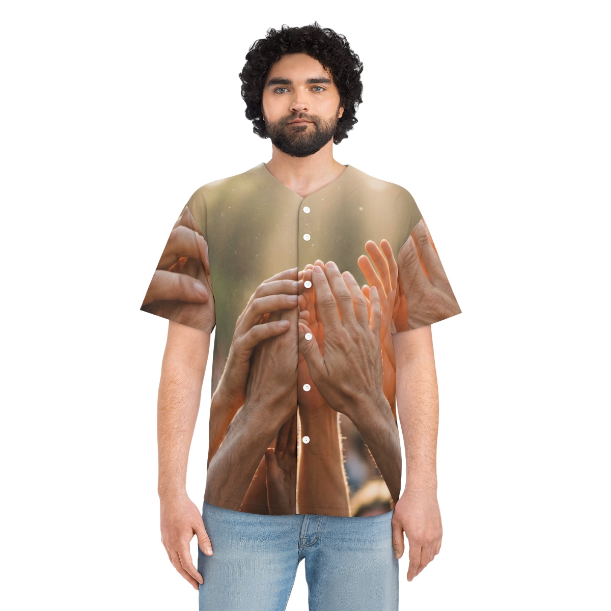 Men's Baseball Jersey - Golden Rays of Unity Wall Art |...