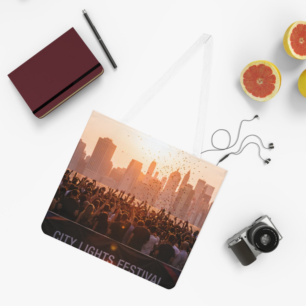 Shoulder Tote Bag - City Lights Festival | Echovira Gallery