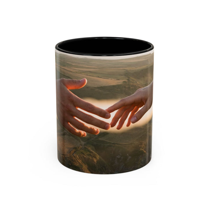 Accent Coffee Mug - The Infinite Touch | Ethereal Coastal Art