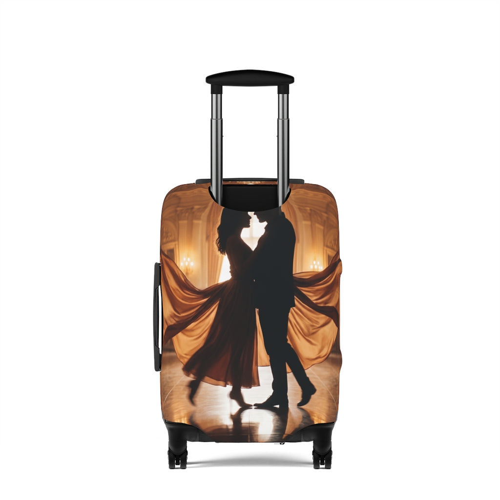 Luggage Cover - Golden Waltz Mirror Silhouette Art |...
