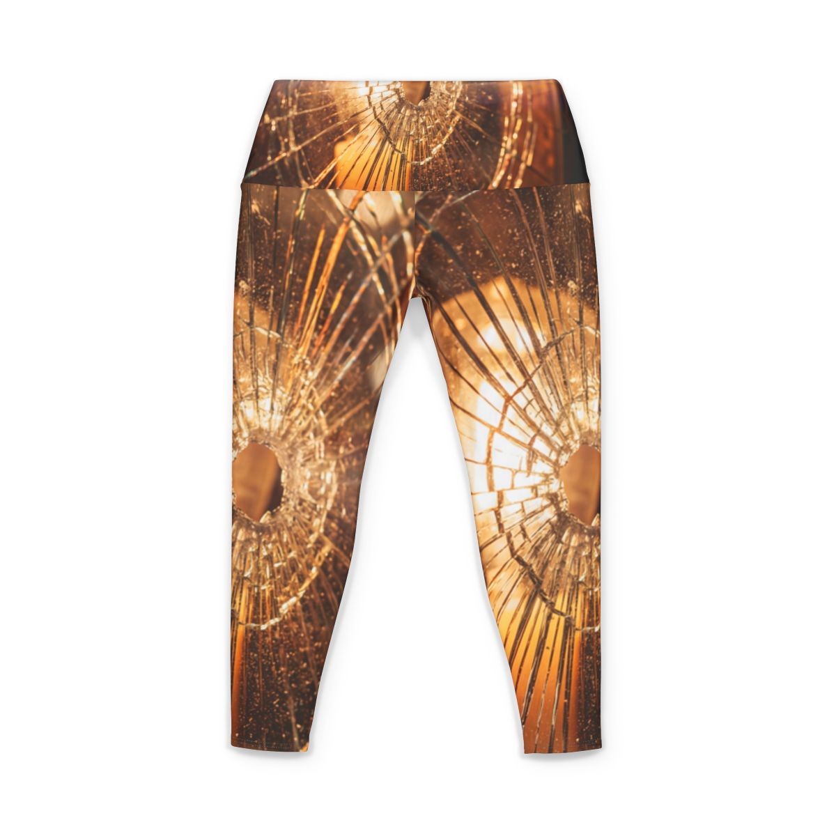 Women's Yoga Pants - Golden Fracture Moody Art Print |...