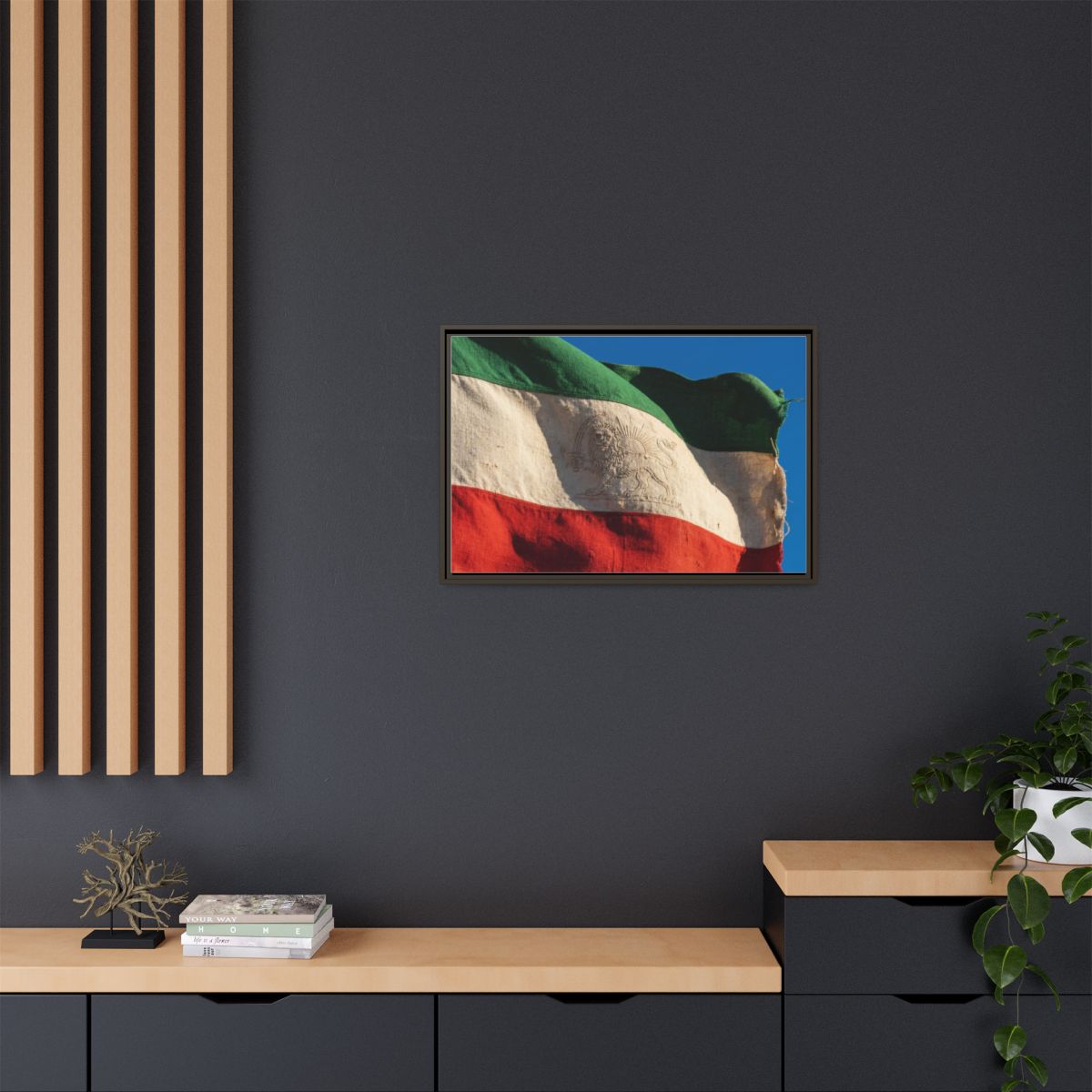 Framed Canvas Art - Distressed Flag — Espresso / 1.25"